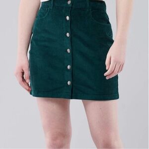 Hollister Ultra High Rise Corduroy Button Front Mini Skirt Emerald Green M